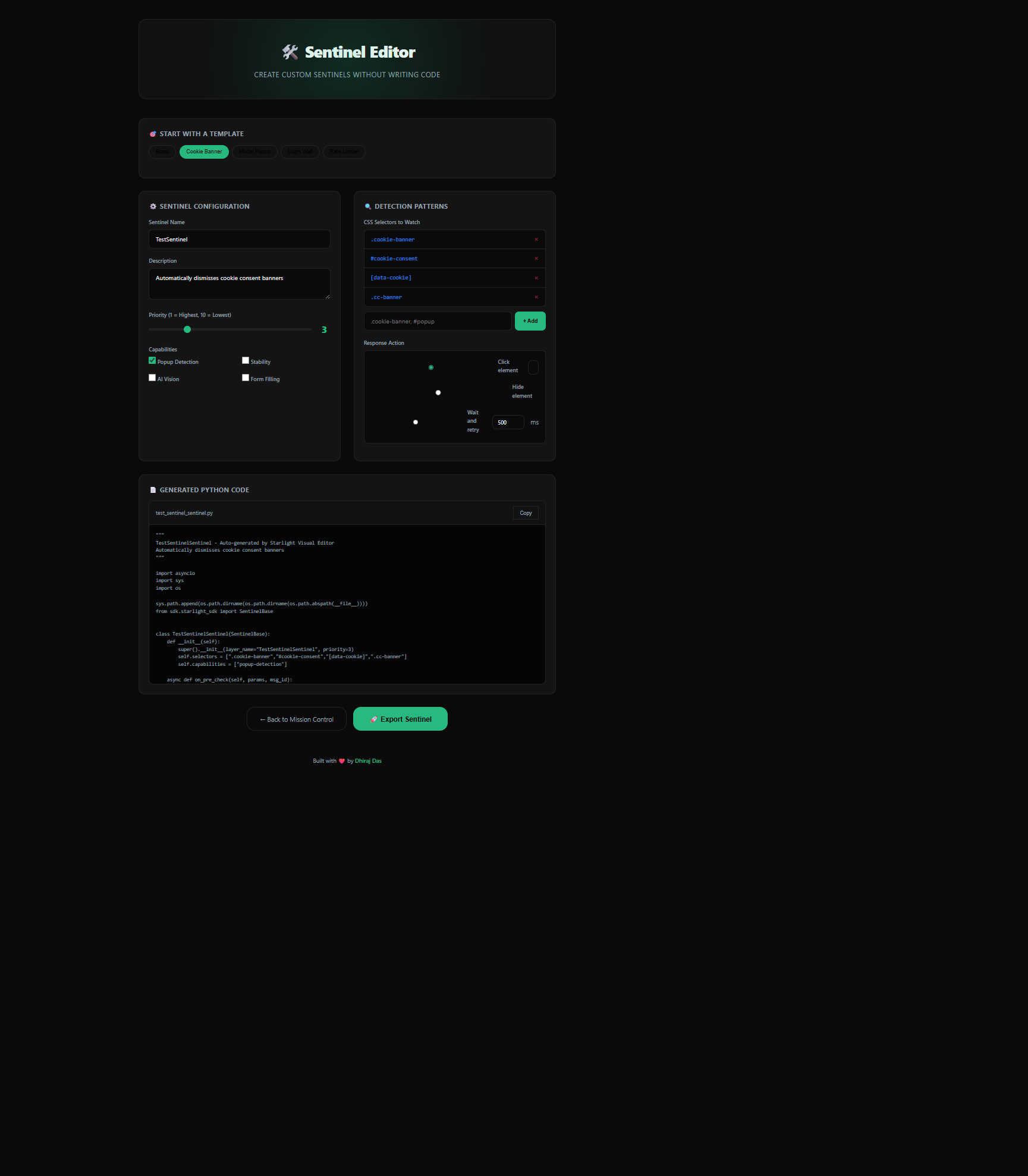 Starlight Visual Sentinel Editor