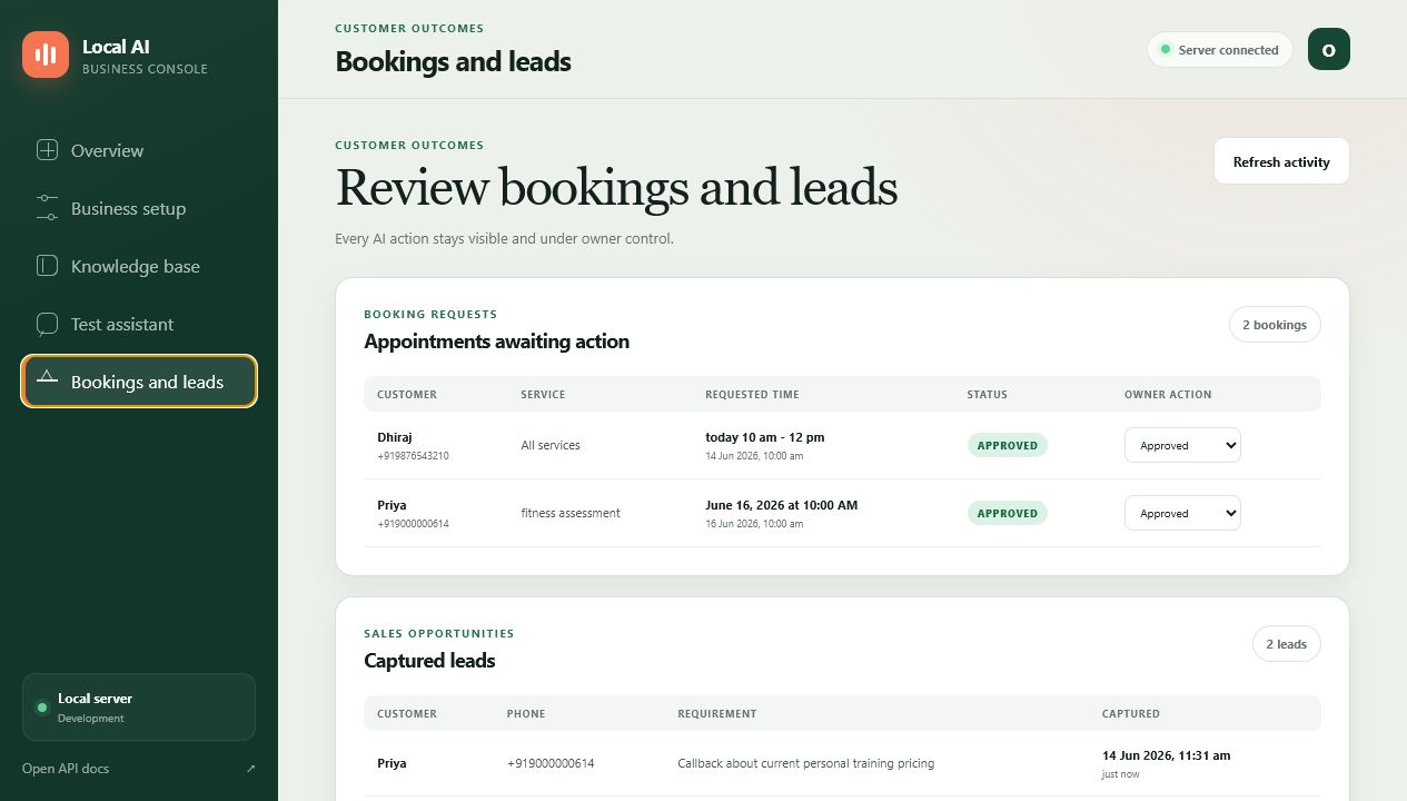 Approved bookings and captured leads