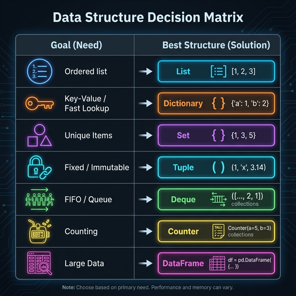 Data Structure Decision Matrix
